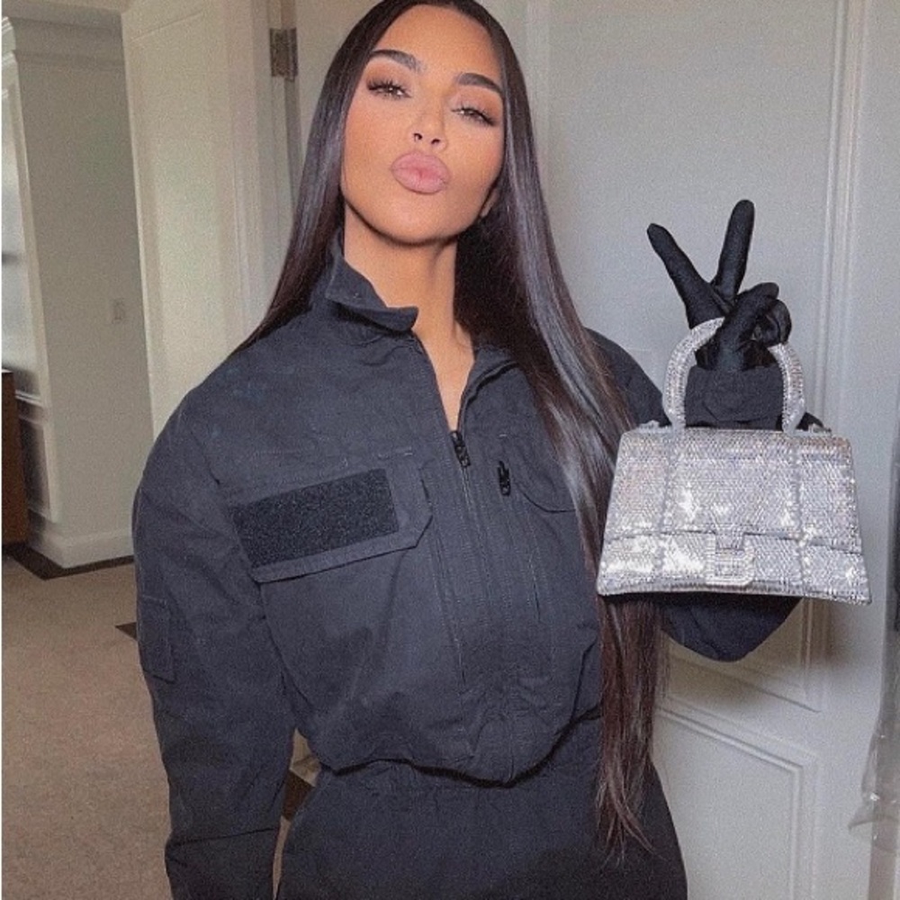 BALENCIAGA WOMEN'S HOURGLASS XS HANDBAG WITH RHINESTONES